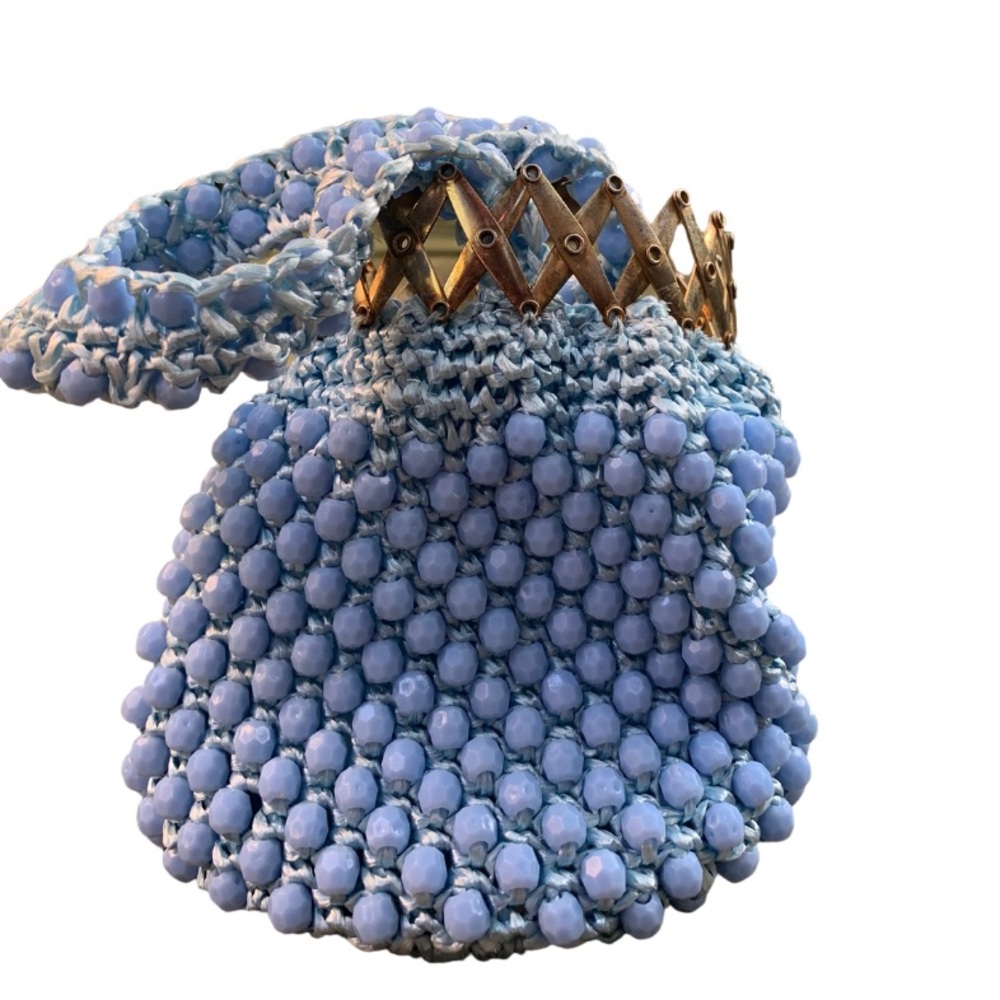 Vintage 1950 Crochet and Plastic Beaded Purse